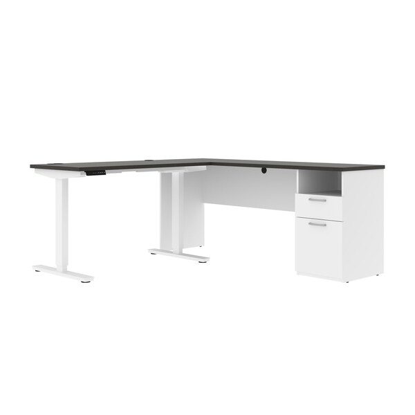 Bestar BESTAR Upstand 72W L-Shaped Electric Standing Desk in deep grey & white 175852-000032 - main
